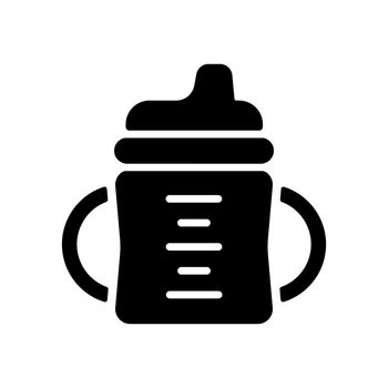 Toddler sippy cup vector glyph icon. Graph symbol for children and newborn babies web site and apps design, logo, app, UI