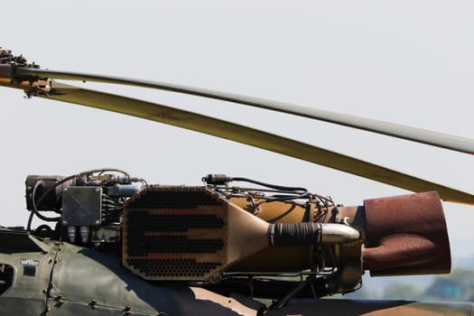 Alouette III Helicopter Engine Close-up With Blades