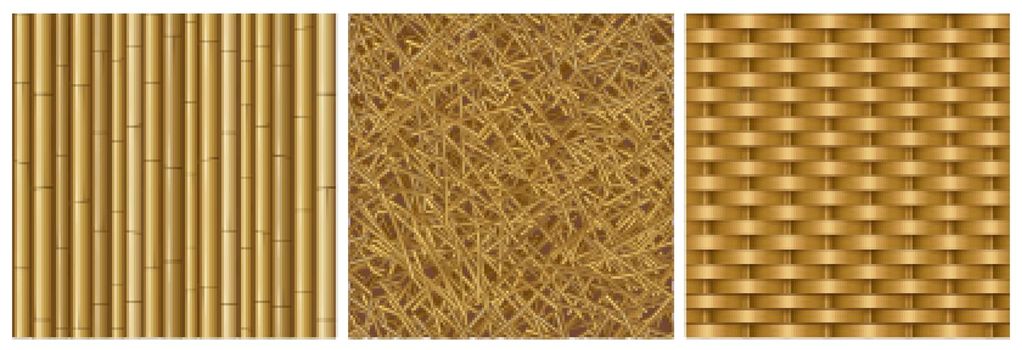Game textures bamboo stems, straw and wicker set