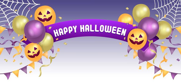 Happy Halloween | Balloons and ribbon banner vector illustration