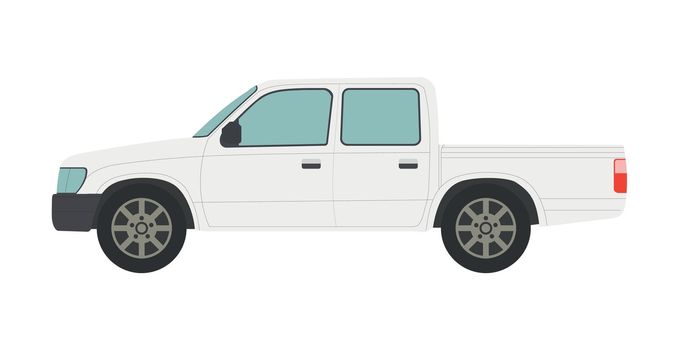 Big white pickup truck isolated on white background - Vector