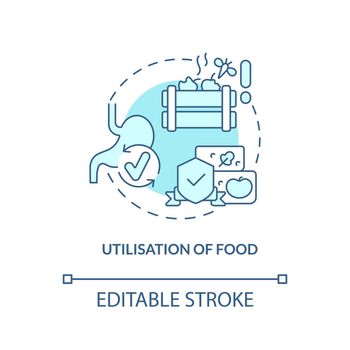 Utilisation of food turquoise concept icon
