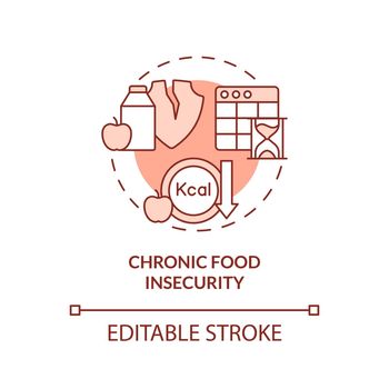 Chronic food insecurity red concept icon