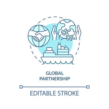 Global partnership turquoise concept icon