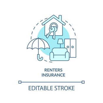 Renters insurance turquoise concept icon