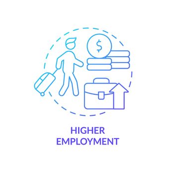 Higher employment blue gradient concept icon