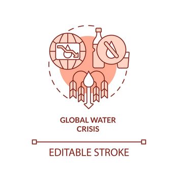 Global water crisis red concept icon