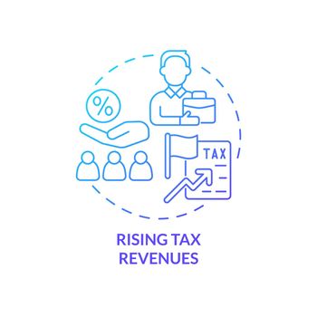 Rising tax revenues blue gradient concept icon