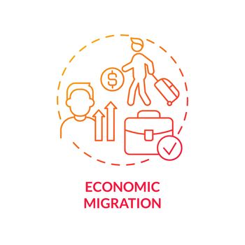 Economic migration red gradient concept icon