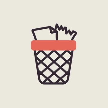 Wastebasket outline isolated icon. Workspace sign