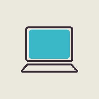 Laptop outline isolated icon. Workspace sign