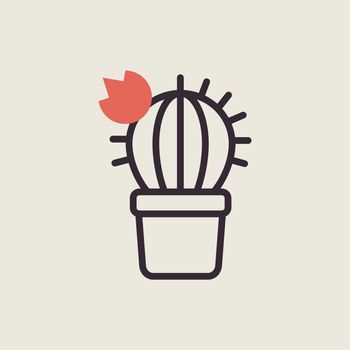Cactus outline isolated icon. Workspace sign