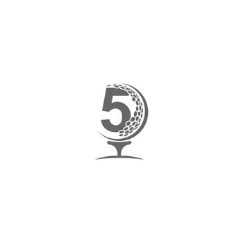 Number 5 and golf ball icon logo design