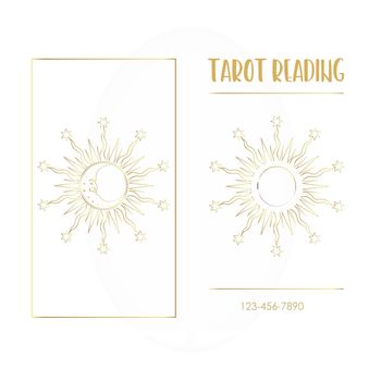 Fortune teller, spiritual coach, mystic healer card design template. Vector illustration.