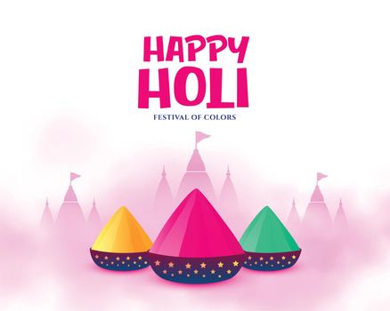 colorful holi gulal background with temples