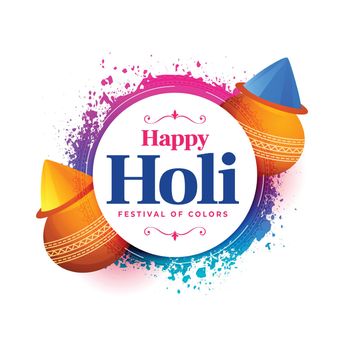 happy holi celebration wishes greeting card design