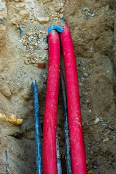 Detail of underground isolated electrical cables 