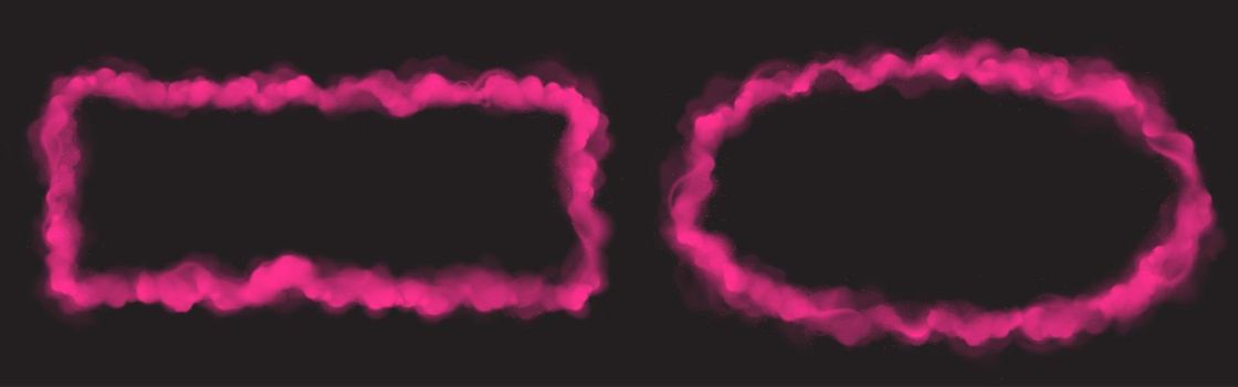 Vector realistic set of pink smoke clouds frames