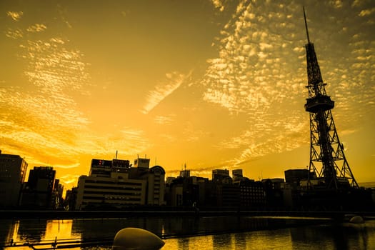 Nagoya TV Tower and evening scenery