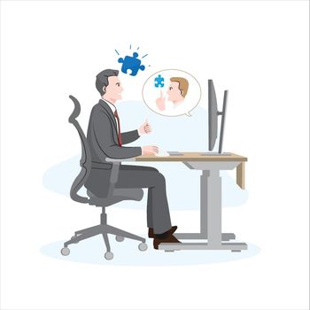 2 of coworkers agree and solve problem together online flat vector illustration on white background