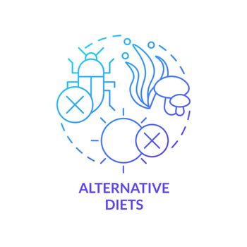 Alternative diets blue gradient concept icon
