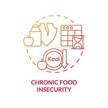 Chronic food insecurity red gradient concept icon