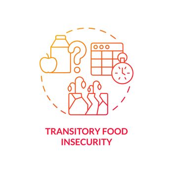 Transitory food insecurity red gradient concept icon