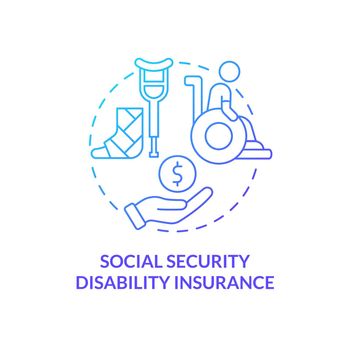 Social security disability insurance blue gradient concept icon