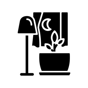 Darkness for houseplant growth black glyph icon