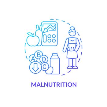 Malnutrition blue gradient concept icon