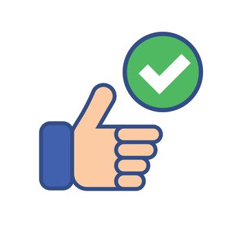 Thumbs up and check mark icon set. Good sign.