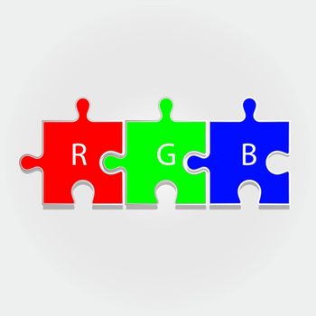 The color scheme depicted in three puzzles. Quality vector.