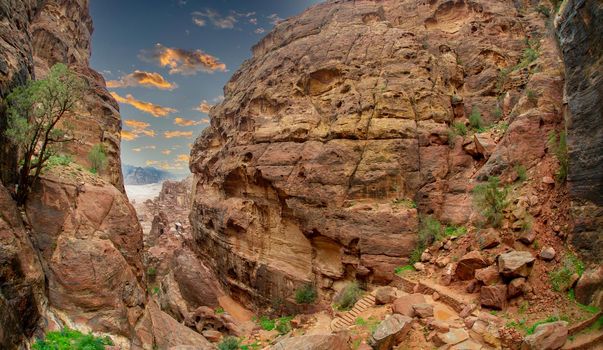 Petra Jordan a spectacular estate  with red rocks and  high mountains  in 20 February 2020