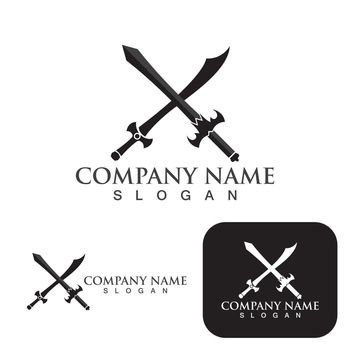 Sword game item vector symbol logo template