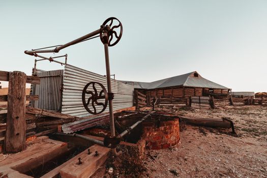 Old shearing shed and rusting machinery outback Australia