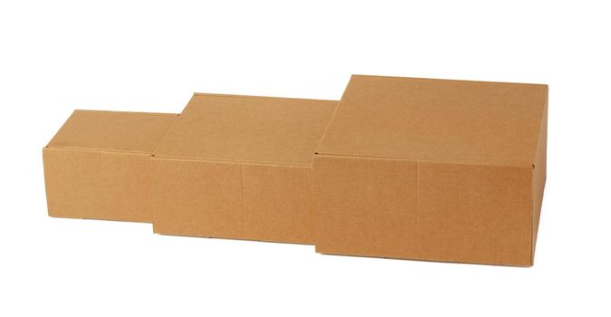 Craft cardboard boxes isolated on white background