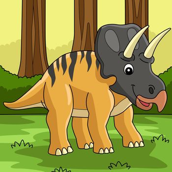 Zuniceratops Dinosaur Colored Cartoon Illustration