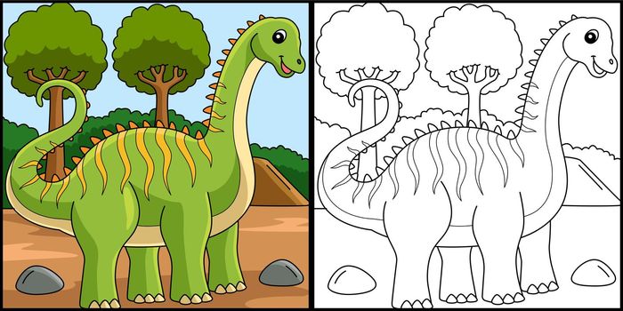 Diplodocus Dinosaur Coloring Page Illustration