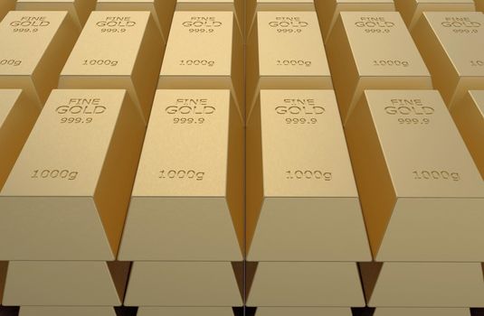 gold bar ingot isolated white background texture 3d illustration rendering