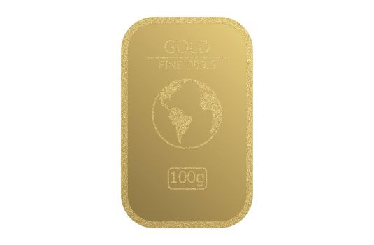 gold bullion bar isolated 3d illustration rendering