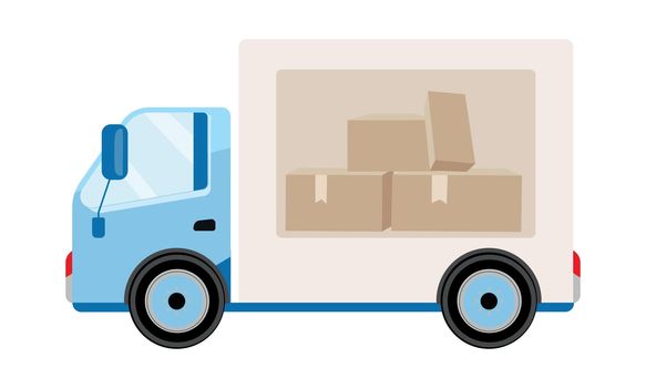 Vehicle for packages delivery semi flat color vector object
