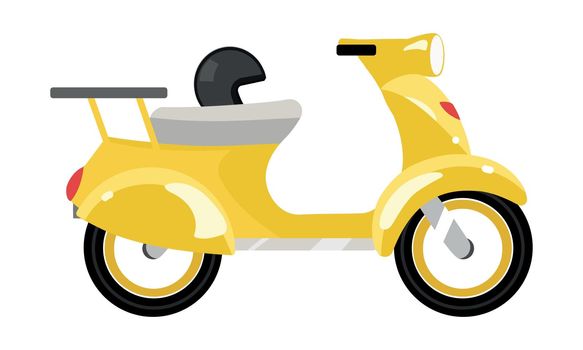 Yellow motor scooter semi flat color vector object