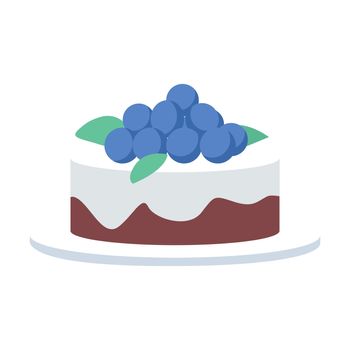 Buttercream cake with grapes semi flat color vector object