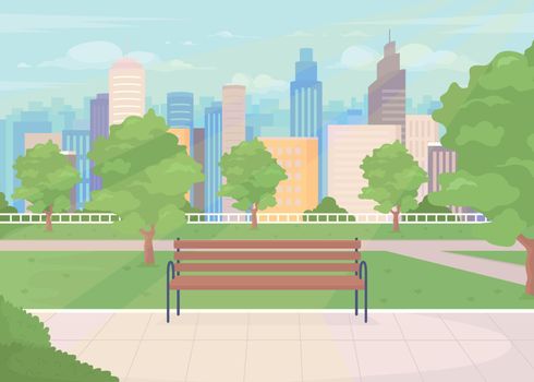 Municipal park flat color vector illustration