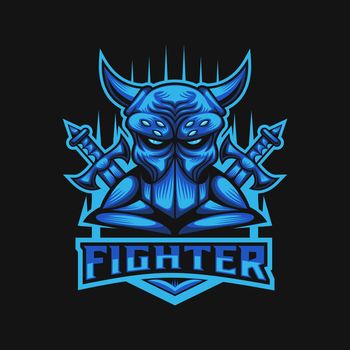 monster fighter club e sports logo vector illustration
