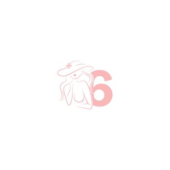 Sexy woman illustration design with number 6 icon 