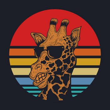 giraffe sunset vector illustration
