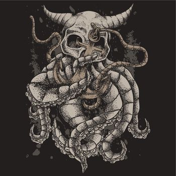 skull kraken monster vector illustration