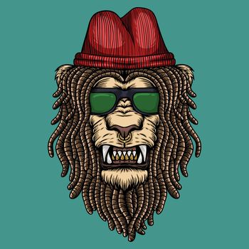 lion dreadlocks head vector illustration