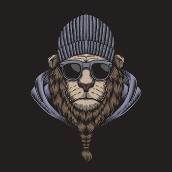 Lion head eyeglasses illustration